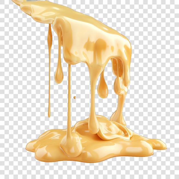 PSD melting cheese dripping from top realistic isolated on transparent background