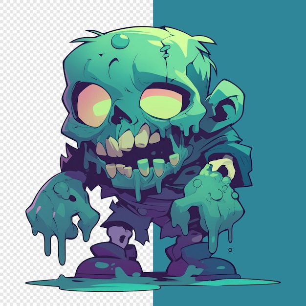 PSD melting green zombie illustration