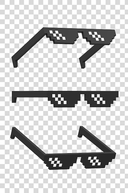 Meme pixel glasses on a white background Minimalistic concept 3D render illustration