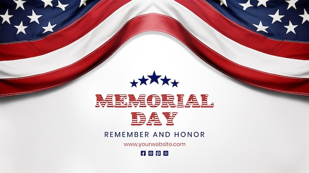 Memorial Day concept American flag top to bottom both side decoration on white background