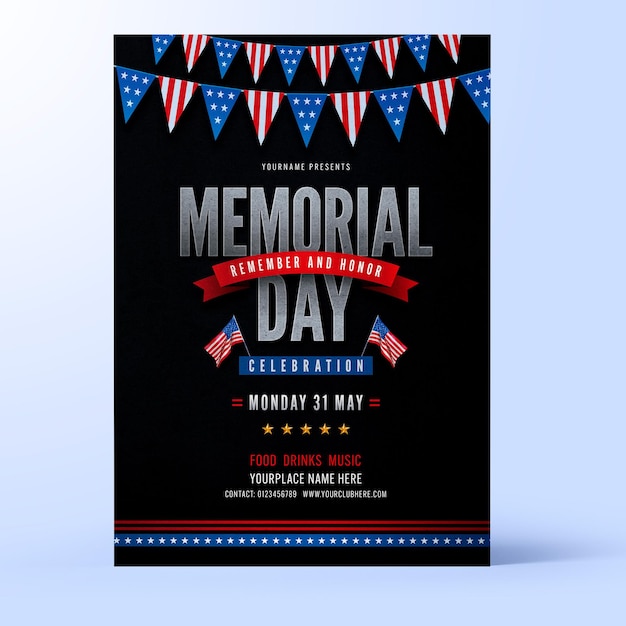 PSD memorial day flyer template