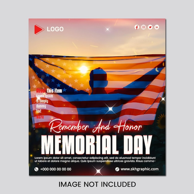 Memorial day of the usa design template with blured american flag on light background