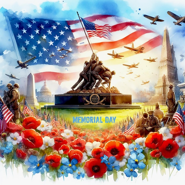 Memorials Day Social Media post design template