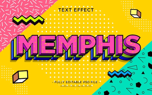 PSD memphis text effect