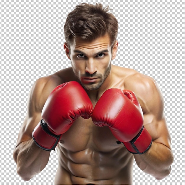 PSD men in boxing glove transparent background