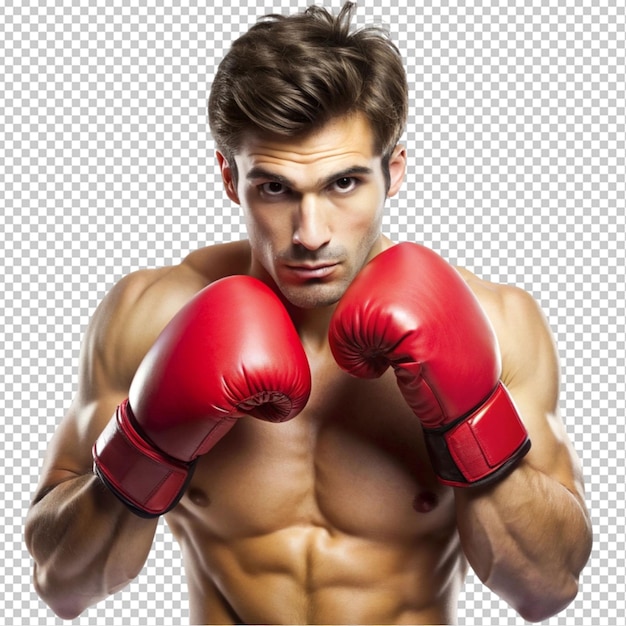 PSD men in boxing glove transparent background