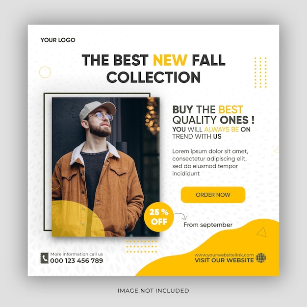 Men fashion instagram facebook post banner sale new collection discount social media poster template