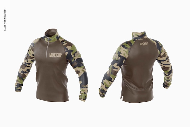 Men Military Shirts Mockup, Front and Back View