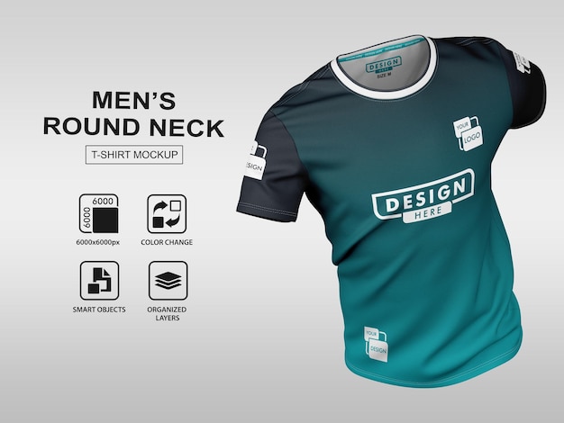 MEN'S ROUND NECK T SHIRT MOCKUP FRONT VIEW