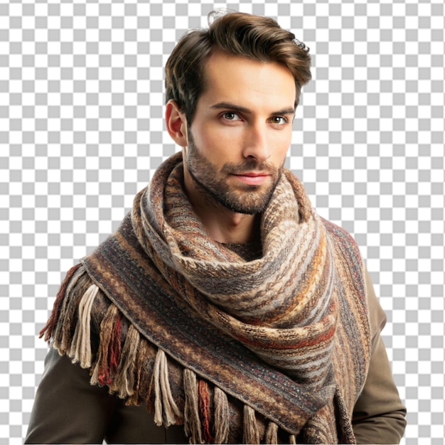 men wool shawl on transparent background