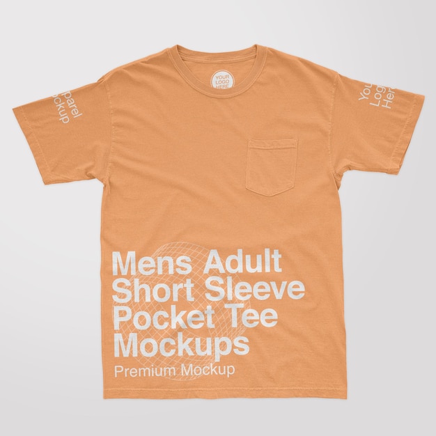 Mens Adult Short Sleeve Pocket Tee Mockups