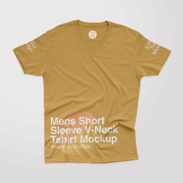 Mens Premium ShortSleeve VNeck Tshirt Front Mockup