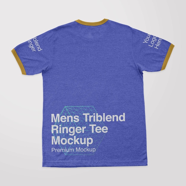 Mens Triblend Ringer Tee Back Mockup