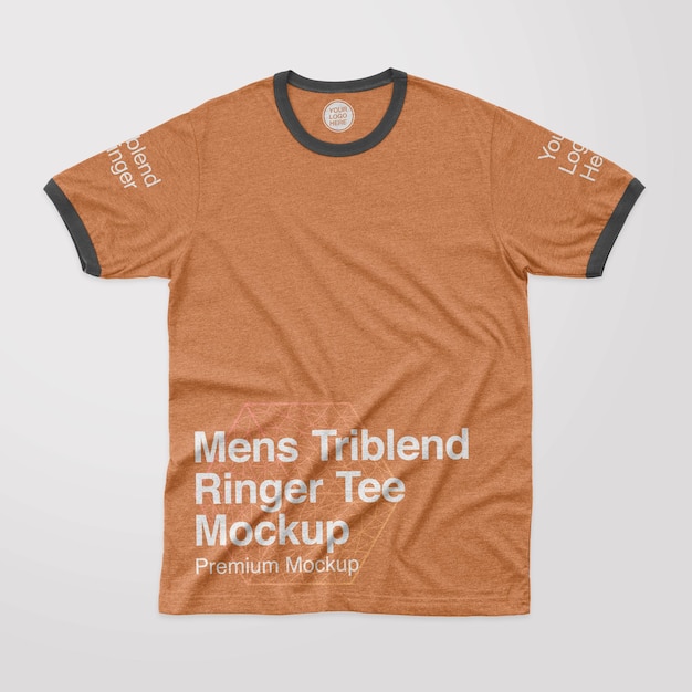 Mens Triblend Ringer Tee Front Mockup