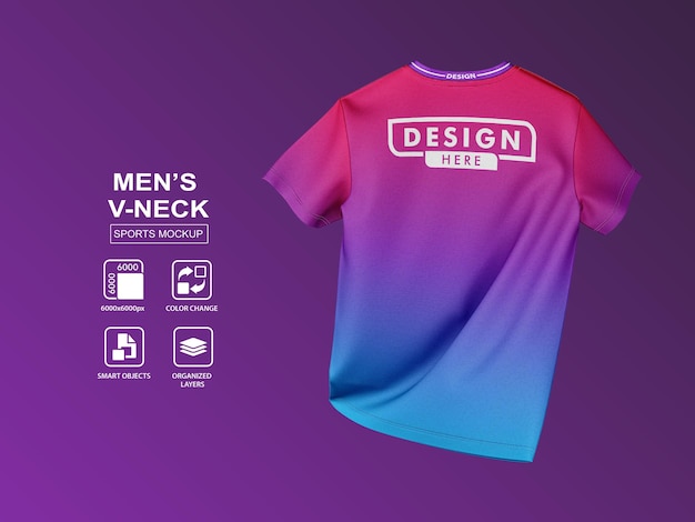 MENS V NECK SHORTSLEEVE JERSEY MOCKUP BACK VIEW