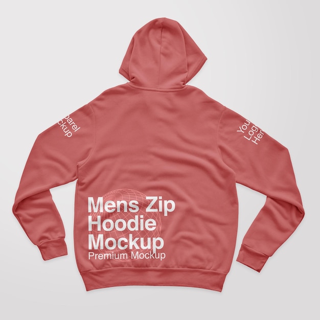 Mens Zip Back Hoodie Mockup