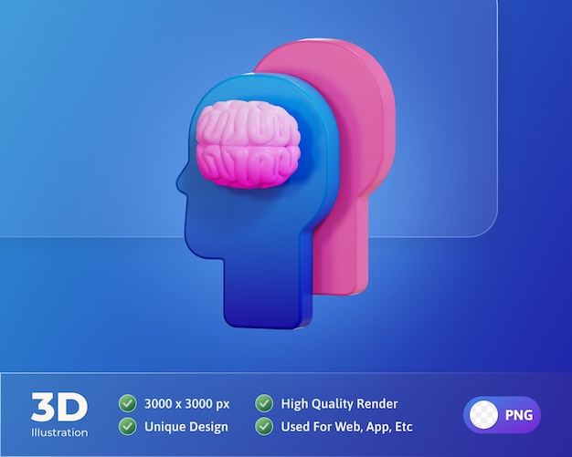 Mental Health and Medicine icon 3d illustration