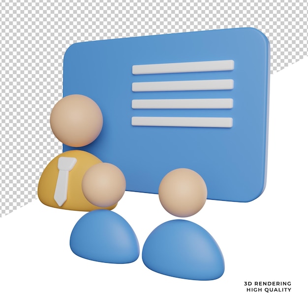 Mentor or studying education side view 3d rendering illustration icon with transparent background