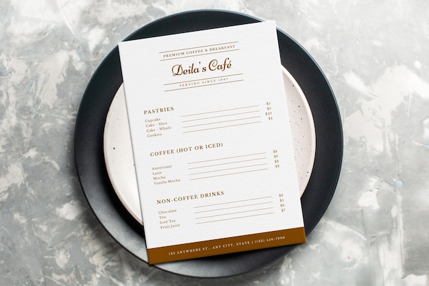 PSD a menu for a cafe called double's cafe.