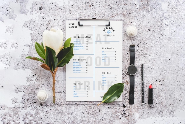 Menu on Concreate Mockup