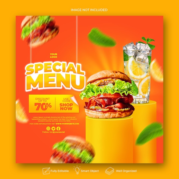 Menu food template for social media promotion