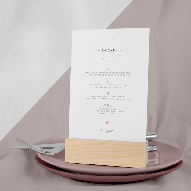 Menu mock-up with plates and cutlery