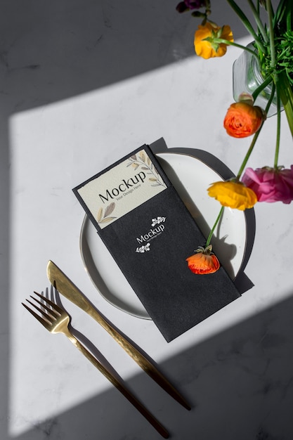 Menu mockup in spring decoration