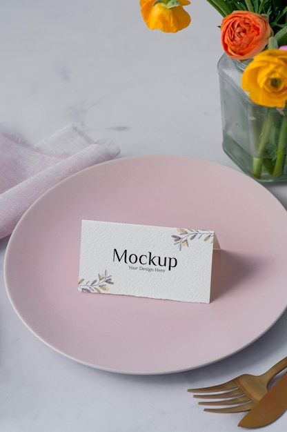 Menu mockup in spring decoration