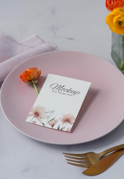 Menu mockup in spring decoration