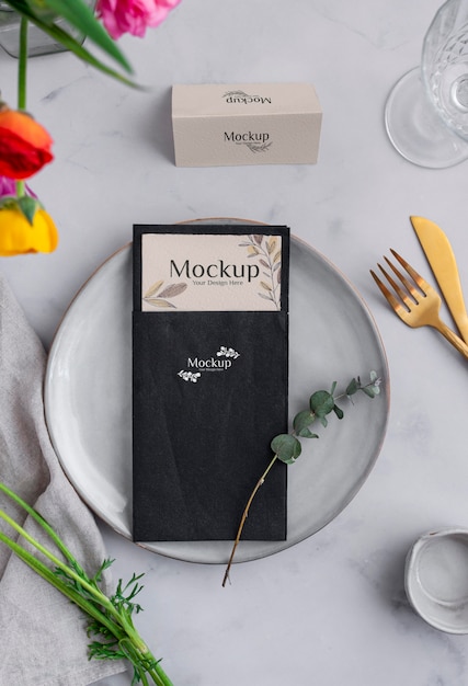 Menu mockup in spring decoration