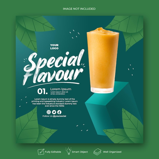 Menu promotion social media instagram post banner template