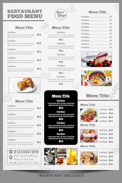 A menu for a restaurant called the food menu