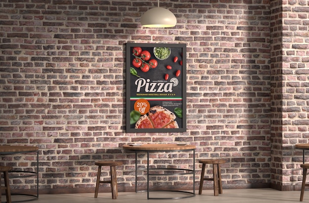 Menu in restaurant wall mockup