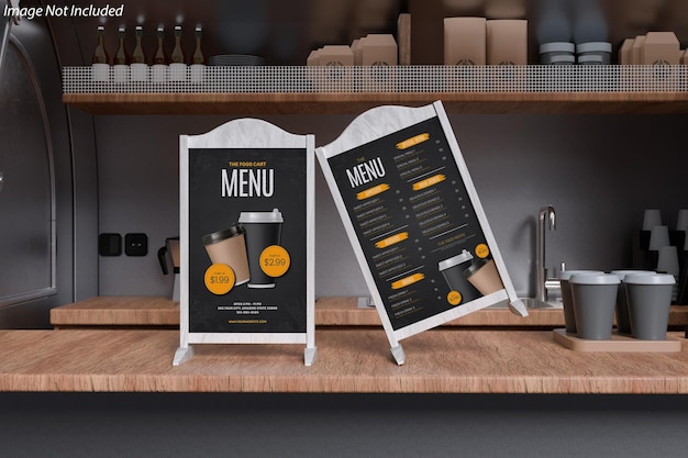 PSD menu stand mockup