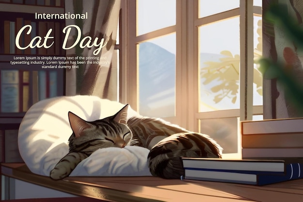 PSD meow moments international cat day psd design