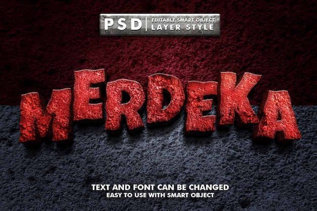 Merdeka 3d text effect premium psd