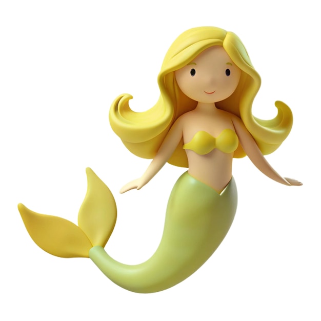 a mermaid figure with a yellow bikini and a yellow mermaid on the bottom