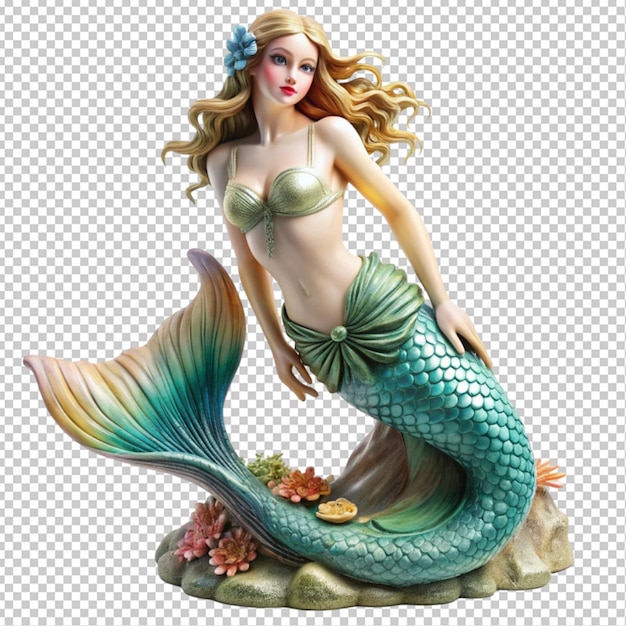 PSD mermaid statue transparent background