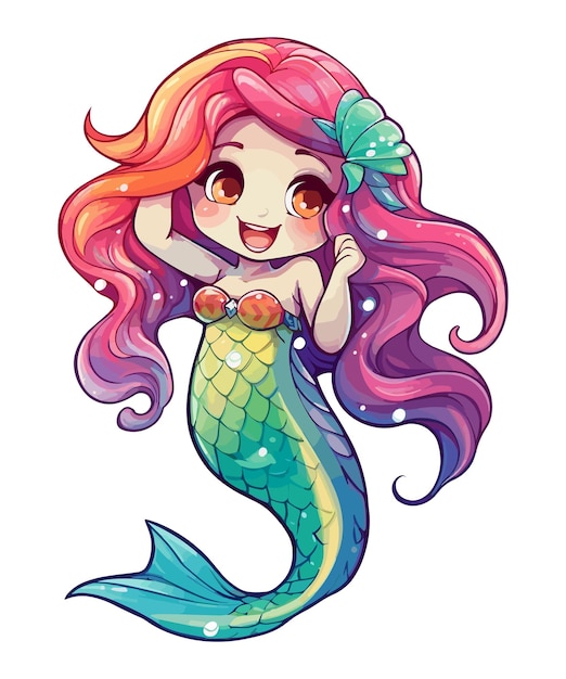 A mermaid with a colorful fish tail and a fish tail.