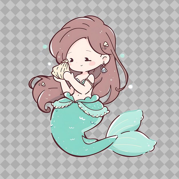 PSD a mermaid with a doll of a mermaid holding a doll