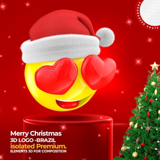 Merry Christmas 3d logo and elements for composition