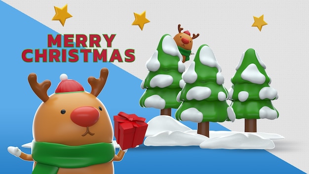 Merry Christmas 3D rendering Mockup Design