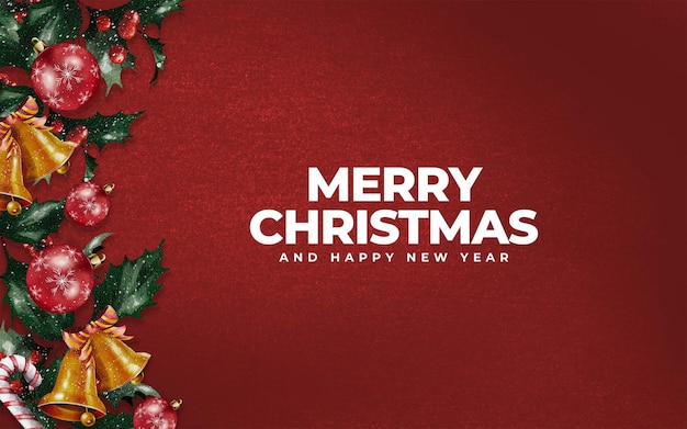 Merry Christmas Background Banner with Text