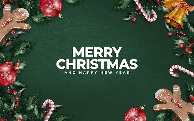 Merry Christmas Background Banner with Text