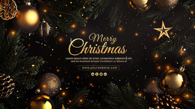 Merry christmas background with realistic decoration