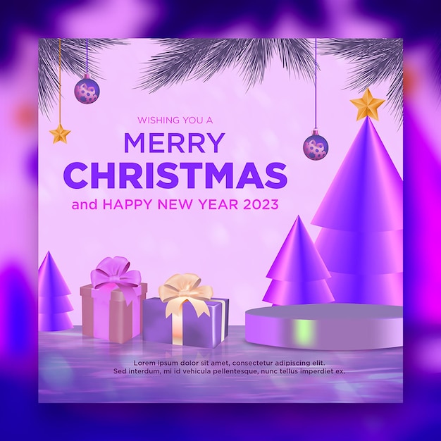 Merry Christmas Banner Social Media Wallpaper Template