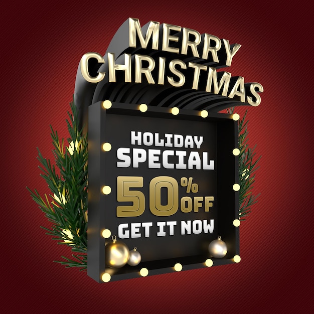 Merry Christmas celebration event for social media advertisement 3d podium realistic template