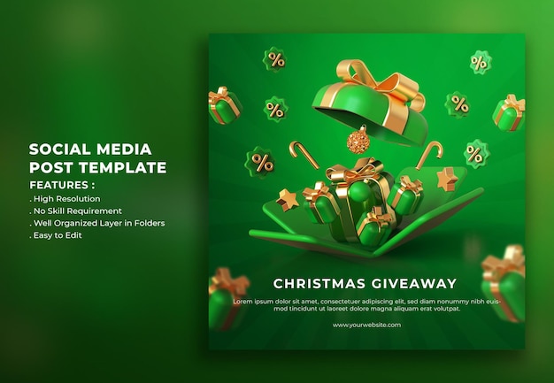 Merry Christmas Giveaway Social Media Post Template