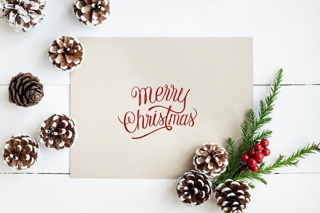 PSD merry christmas greeting card mockup