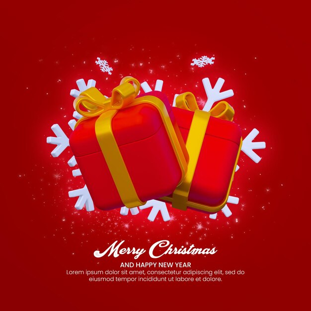 PSD merry christmas and happy new year banner social media post template